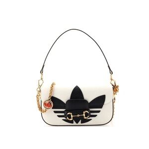 New Adidas Black and White Shoulder Bag with Gold Chain
